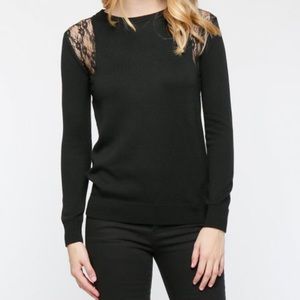 Lumiere sweater with sheer lace shoulders